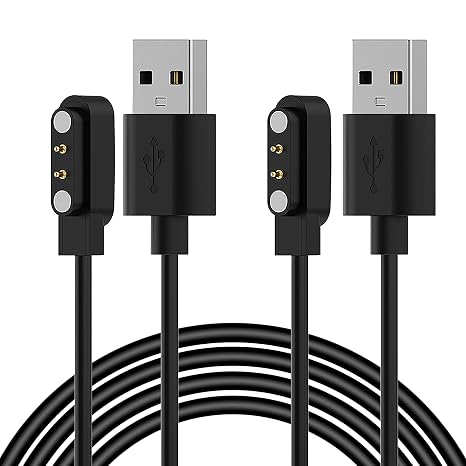 Smart Watch Charger for Wyze Letsfit YAMAY VeryFitPro Umidigi SW023 ID205L SW021 ID205U ID205S SW025 Uwatch 3S 3 2 2S Magnetic 2 Pin USB Charging Cable - 2Pack
