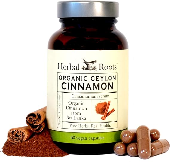 Herbal Roots Organic Ceylon Cinnamon Capsules, USDA Certified Organic, Circulatory Support, 60 Vegan Capsules