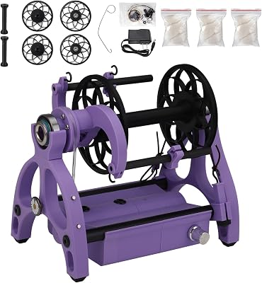 Bobbin Winder for Sewing Machine Mini Spinning Electric Household 12v Wheel Wool Fibre Yarn Winding Machine Carbon FlywheelPurple