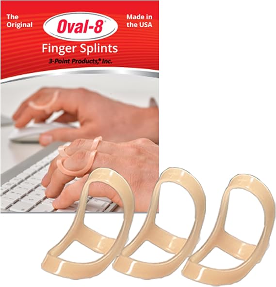 3-Point Products Oval-8 Finger Splints, Sizes 8, 9, 10, Pack of 3, Beige | Support and Protection for Arthritis, Trigger Finger or Thumb, and Other Finger Conditions