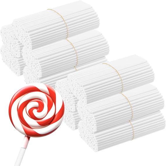 1000Pcs 6 Inch Paper Lollipop Sticks, Cake Pop Sucker Sticks, White Paper Treat Sticks for DIY, Cake Topper, Crafts