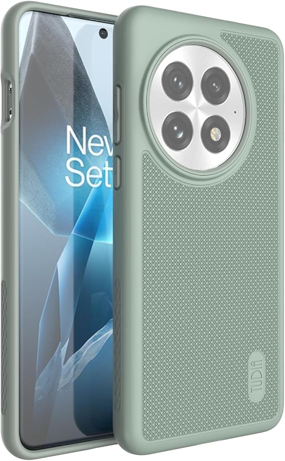 TUDIA MergeGrip for OnePlus 13 Case 5G (2025) - [Military Grade Drop Tested] Dual Layer Shockproof Slim Heavy Duty Tough Cover Phone Cases - Green Lily
