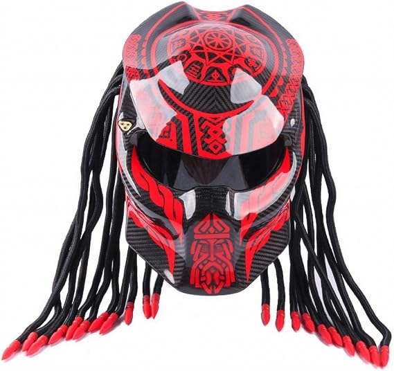 Motorcycle Personality Helmet Predator Warrior Carbon Fiber Helmet,A,XXL