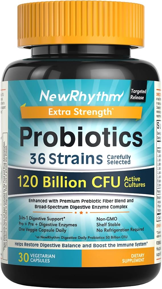 Probiotics 120 Billion CFU 36 Strains 3-in-1 with Prebiotics & Enzymes 30ct