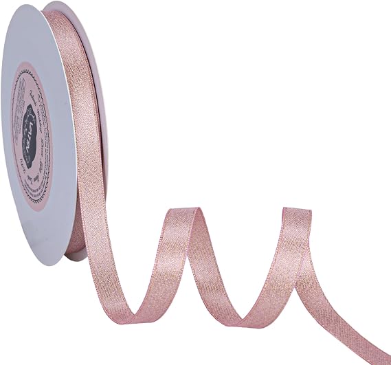 VATIN Double Faced Rose Gold Luxury Glitter Purl Ribbon,3/8 Inches x 10 Yards Prefect for Gift Wrapping,Floral Arrangements,Wedding Decorations