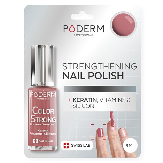 PODERM Nail Polish - Rosewood | Nail strengthener | Nail Care for strong Nails Enriched with Keratin, Biotin and Silicon Hands & Feet Developed by a Podiatrist in Switzerland