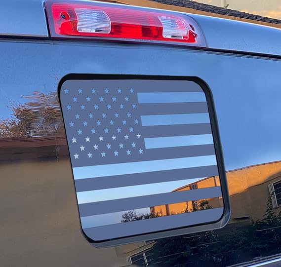 for Ford F150 F250 F350 2015 2023 2024 2025 2026 Rear Middle Window American Flag Decal, Matte Black USA Flag Sticker for Truck Back Glass, Patriotic Vinyl Decal for Ford Raptor Accessories