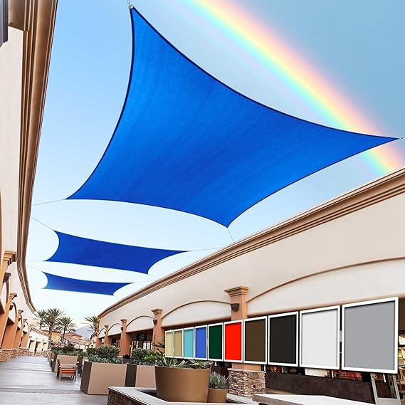 Royal Shade 24' x 24' Blue Rectangle Square Sun Shade Sail Order to Make RTAPS14 Canopy, UPF50+ 95% UV Blockage, 200GSM Commercial Standard Heavy Duty, (We Make Custom Size)