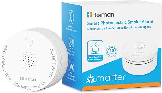 Heiman Matter Smoke Detector, Smart Smoke Alarm, Real-Time Alerts