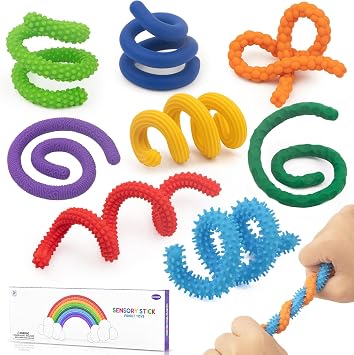 Sensory Fidget Toys for Kids with Autism,8 Pack Quiet Calm Bendable Sensory Sticks Fidget Sticks for Classroom,Calming Tools for School,ADHD Autistic Stress Relief Must Haves for Students Teachers