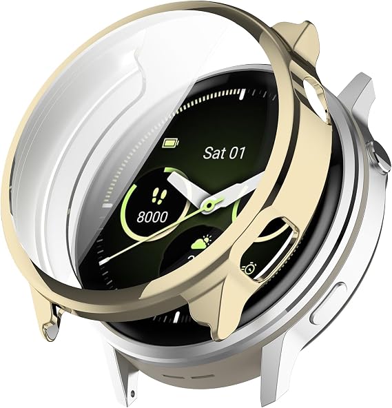 Case Compatible with Garmin Venu 4 45 mm Screen Protector Protective Case TPU Flexible Screen Protector Case Scratch-Resistant Cover Protective Case for Garmin Venu 4 45 mm Smartwatch (Gold)