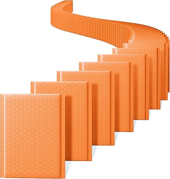 Switory A5 Padded Envelopes 25PCS Self-Seal Bubble Envelopes(15.3x22.9cm), | Jiffy Bags Waterproof Shipping Bags, Bubble Mailers for Shipping, Packaging for Jewelry, Makeup, Business(Orange)