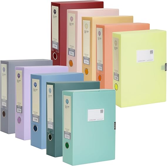 10 Pack Assorted Colour A4 Box Files for Paperwork 75mm Spine Deep