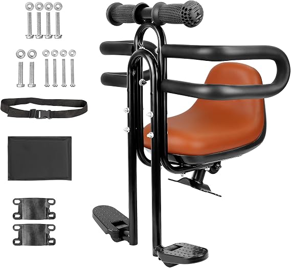 Child Bike Seat Front Mount with Guardrail Retractable Baby Bike Seat Toddler for Children 8 Months~5 Years