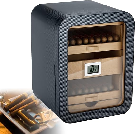 Electric Cigar Humidor Cabinet, 110 Counts Electric Humidors for Cigars with Humidity & Temp Control, Digital Hygrometer, Spanish Cedar Wood, Cigar Humidors, Father's Day Gift(Gray,WithoutSkylight)