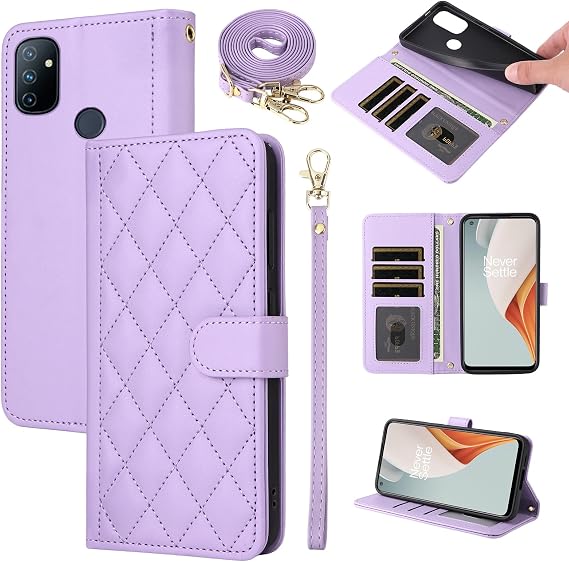 Argyle Wallet Case for OnePlus Nord N100 Card Slots Women Purple
