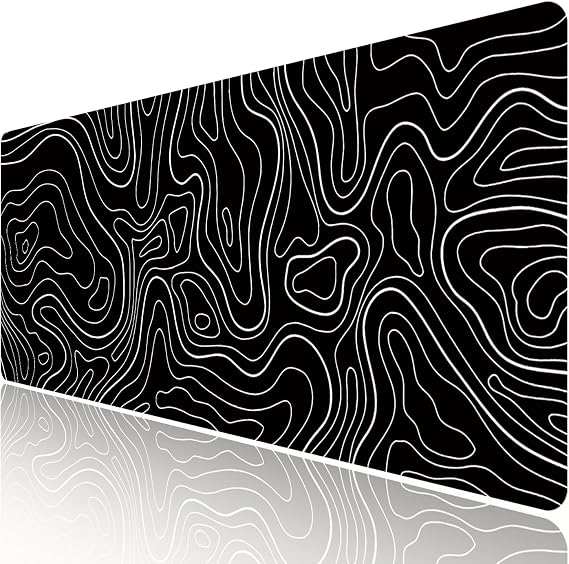 HGWALP Large Gaming TOPO Keyboard Mouse Pad Black Topographic Mouse Pad with Anti-Slip Rubber Base, Extended XXL Long Gaming Mousepad Big Mouse Pads for Desk,31.5 X 11.8 Inch