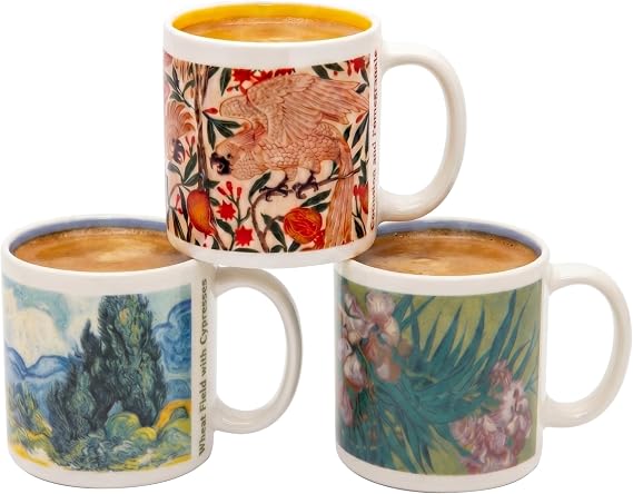 Topadorn Set of 3 Art-Inspired Ceramic Espresso Cups, 3.5oz Demitasse Mugs