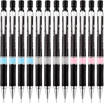 BaoKe Mechanical Pencils, Drawing Artist Engineering Metal Retractable Mechanical Pencil with Eraser, Medium Point (0.7 mm), 12-Count, ZD105