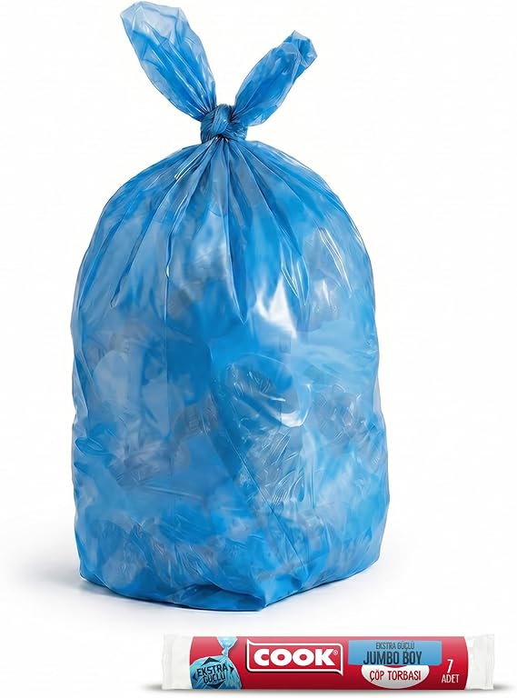 Cook Ekstra Dayanıklı Çöp Torbası, Jumbo Boy, 80 x 110 cm, 7 Yaprak, Mavi