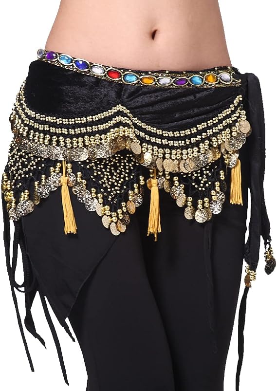 Belly Dance Hip Scarf Belt Wrap Skirt Accessories with Gold Coins