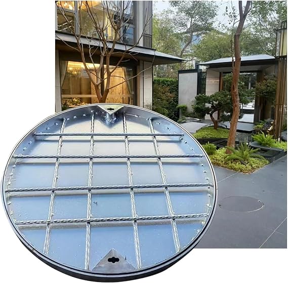 304 Stainless Steel Manhole Cover And Frame, Reinforced Steel Embedded Sewer Cover, Recessed Sewage Basin Lid,Invisible and beautiful,Integrated with the ground(30 * 30cm/11.8 * 11.8in)