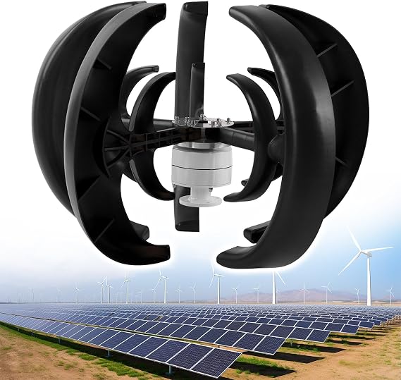 Home Wind Turbine Generator with Controller, 1000W Low RPM Vertical Wind Turbine Windmill Energy Generator for Street Lighting,Black-12V