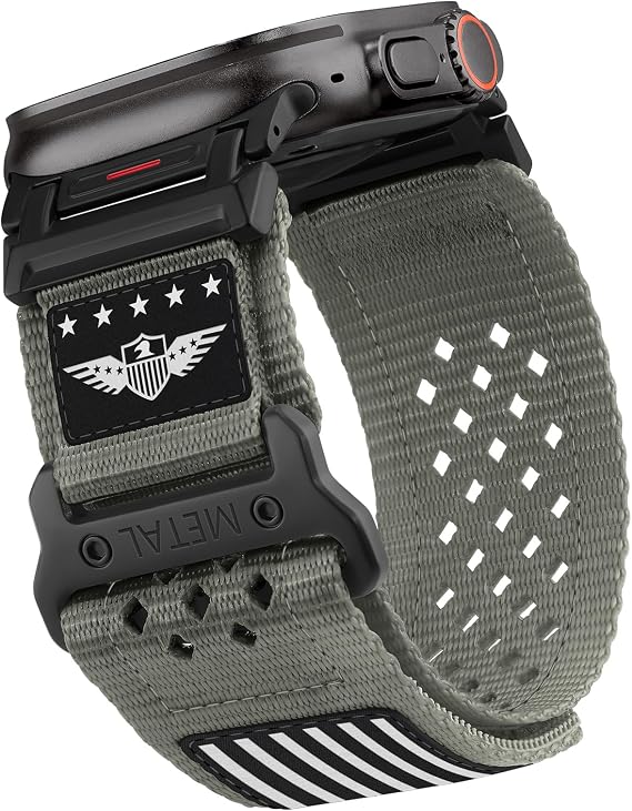 Rugged Nylon Band for Apple Watch Ultra 3/2/1 Series 11 10 9 8 7 6 5 4 SE/3/2/1 for Men,Breathable Stars-Stripes Flag Wristband Workout Athletic Strap for iWatch Ultra Bands 49mm 46mm 45mm 44mm 42mm