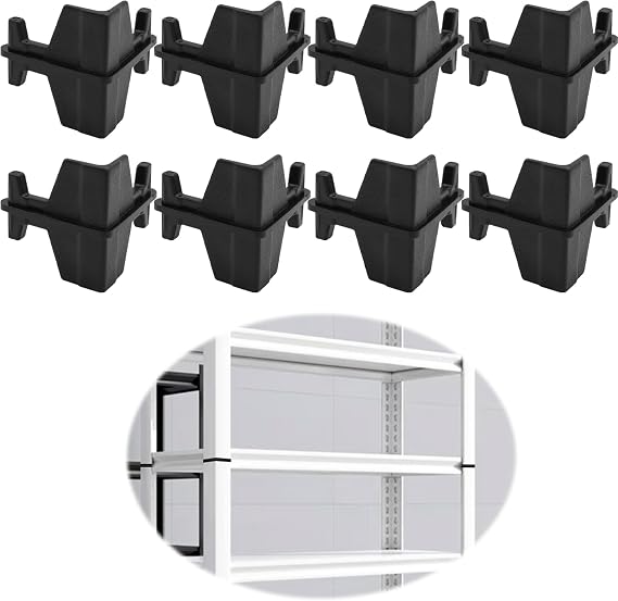 Post Inserts Connectors - PP Plastic, Injection Molded, Sturdy Support - Black, 8 Post Corner Connectors, Compatible with Whalen and Costco 5 Shelf Shelving Unit