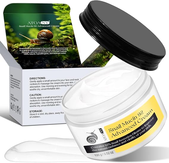 Snail Mucin 92% Face Moisturizer, natural treatment, Lightweight Moisturing Cream for Wrinkle Treatment, Fine Line, Hydrating, Anti Aging Face Cream with Vitamin C, E & Natural Collagen, 100g/3.52 oz