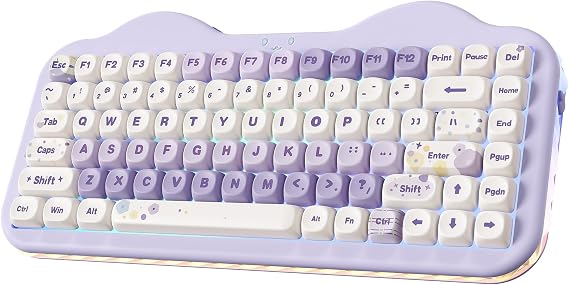 YUNZII C75 Cute 75% Wireless Mechanical Keyboard (Purple, Milk V2 Switch)