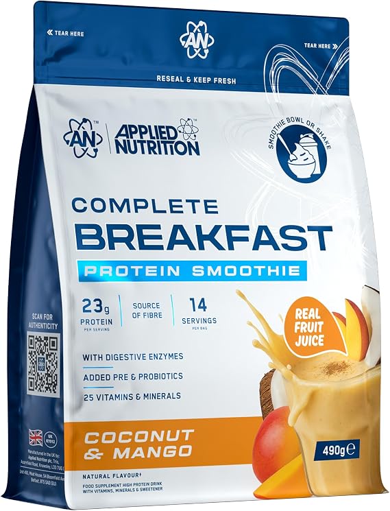 Applied Nutrition - Complete Breakfast Smoothie - 23g Protein - Best Breakfast Shake - Best Protein Smoothie - Daily Nutrition Support - (490g – 14 Servings) (Coconut & Mango)