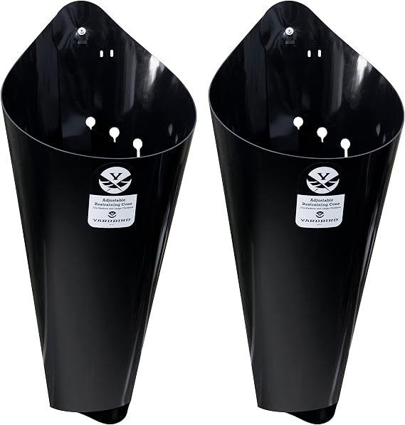 Yardbird Adjustable Restraining Cones, 2-Pack, Heavy Duty Composite Plastic Construction, 2 Size Settings, Integrated Mounting Holes, Easy to Clean, 41148