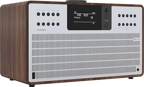 Revo Technologies SuperCD - Deluxe Digital Music System with CD, DAB/DAB+/FM, Walnut/Silver