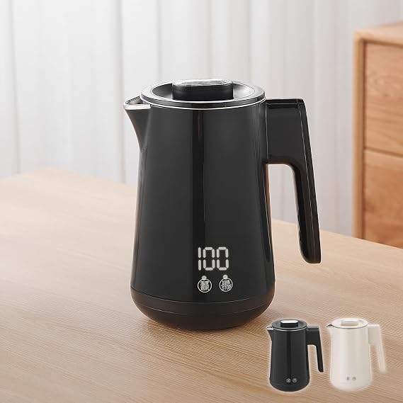 Electric Kettle, 27.6 fl oz 800 ml, Heat Retention Function, 6 Levels of Temperature Adjustment, New Life, Empty Firing Prevention, Stainless Steel, Double Layer Construction, Simple