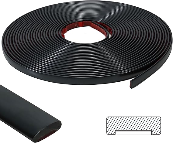 9.8Ft Peel and Stick Molding Trim, Self Adhesive Flexible Wall Trim for Edges, Borders, Windows, Backsplash & Baseboard, Waterproof Decorative PVC Strip Matte Black (W:0.4", T:0.1")