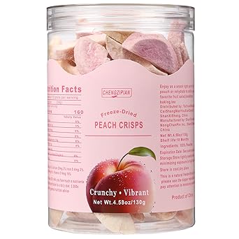 Freeze Dried Peaches Pieces,130g/4.58oz, Dried Fruit Snack,Dehydrated Fruit, for Snacks, Yogurt & Kids Treats-Vegan, Cooking,Baking