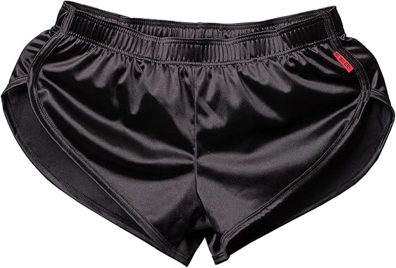 Mens Satin Boxer Briefs Silk Boxers with Pouch Lounge Shorts Split Side Pajama Bottoms Running SweatShorts