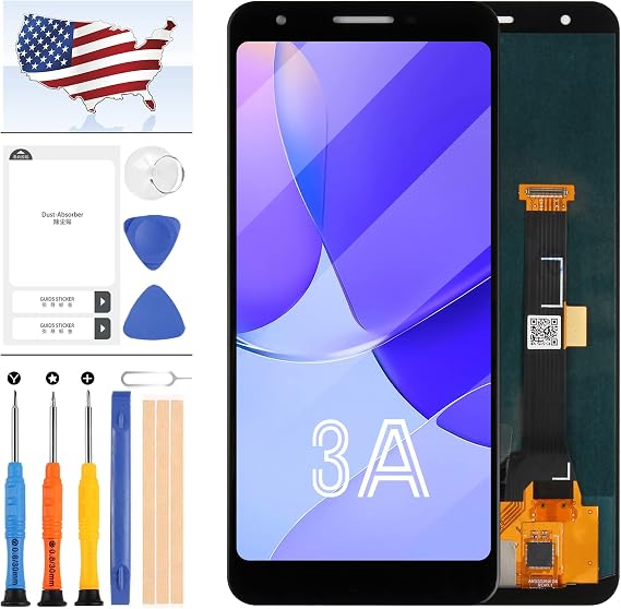 for Google Pixel 3a Screen Replacement (Not for 5.5" Pixel 3 and 6.0" 3a XL) Display for Pixel 3A G020A G020E G020B LCD OLED Display Touch Digitizer Screen Assembly Repair Parts Kit Black
