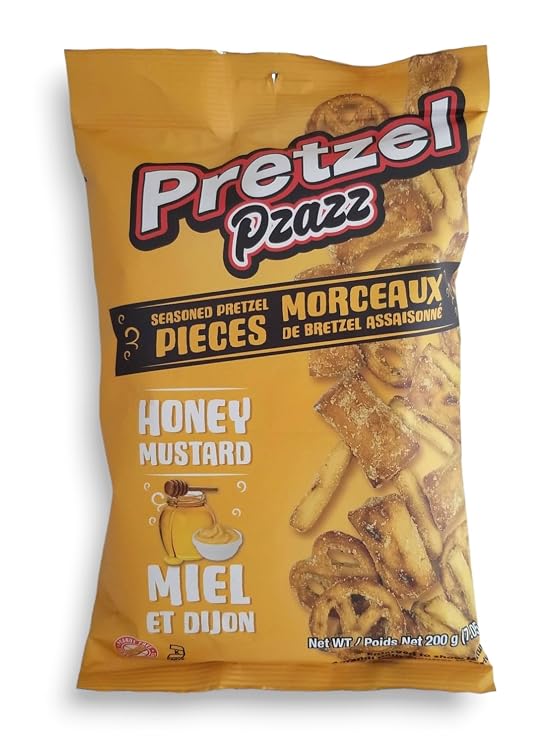 Exclusive Brands Pretzel Pzazz Seasoned Pretzel Pieces, Honey Mustard, 200g/7 oz. Bag
