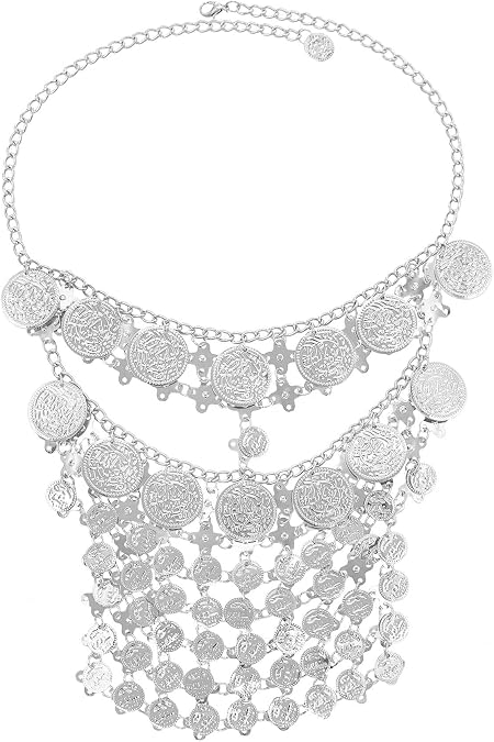 Fashion Exaggerated Metal Coins Tassel Face Chain Hair Accessories Party Jewelry Accessories Holloween Cosplay Mask