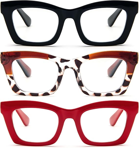 REAVEE Reading Glasses for Women, Blue Light Blocking Stylish Oversized Computer Readers Spring Hinge
