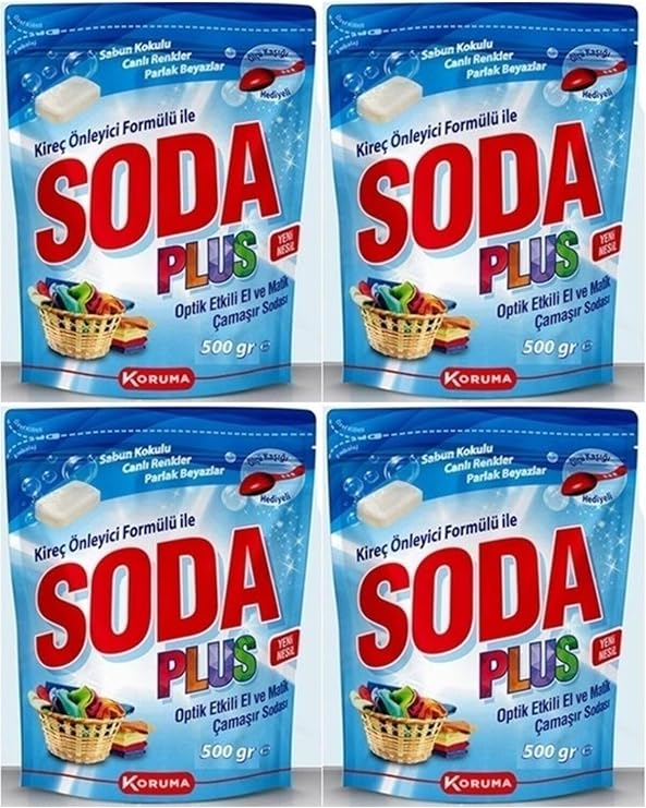 Soda Plus Optik Etkili El Ve Matik Çamaşır Sodası 500 Gr 4 Adet