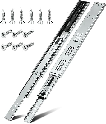 1 Pair | Soft Close Drawer Slides 18 inch, HBL Heavy Duty Cabinet Drawer Slides Replacement - Ball Bearing Full Extension, 200 LB Capacity, Made of Cold-Rolled Steel, Rust-Resistant & Long-Lasting.