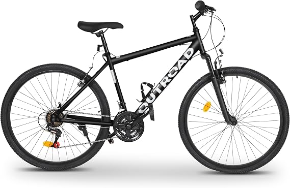 Outroad 26 Inch Adult Mountain Bike, 7-Speed Cycling Bike with V Brakes, High-Carbon Steel, Mountain Bicycle for Men and Women, X5-Black