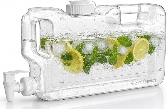 Refrigerator Water Dispenser 1.1 Gallon Bottle with Leak Proof Spigot