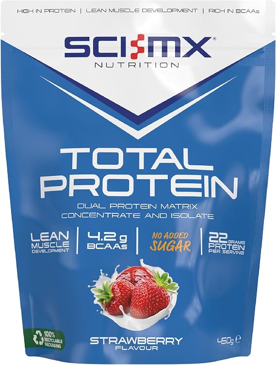 SCI-MX Total Protein Powder • Lean Muscle • Strawberry Flavour • 450g