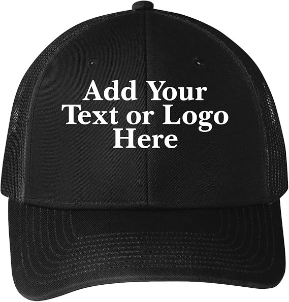 Custom Logo Embroidered Trucker Hats for Men Adjustable Snapback Mesh Cap Great for Outdoors Baseball Cap Black