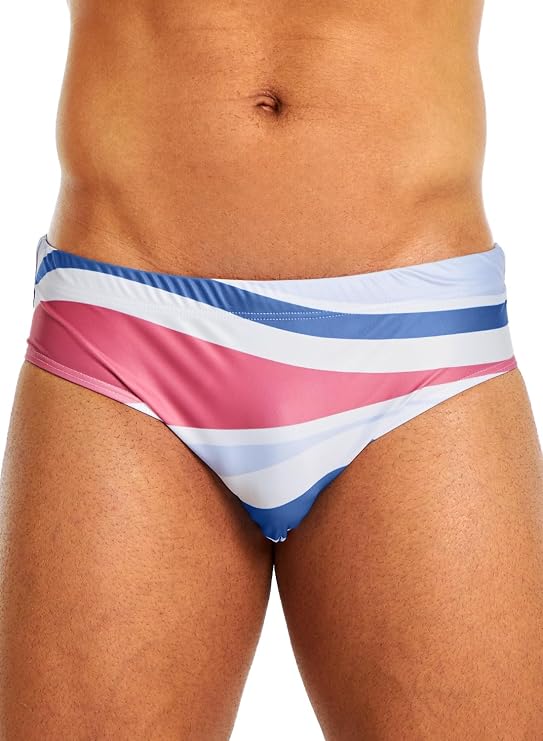 MIZOK Mens Swim Briefs Fashion Print Style Swimwear Sexy Swimsuits Bathing Suit
