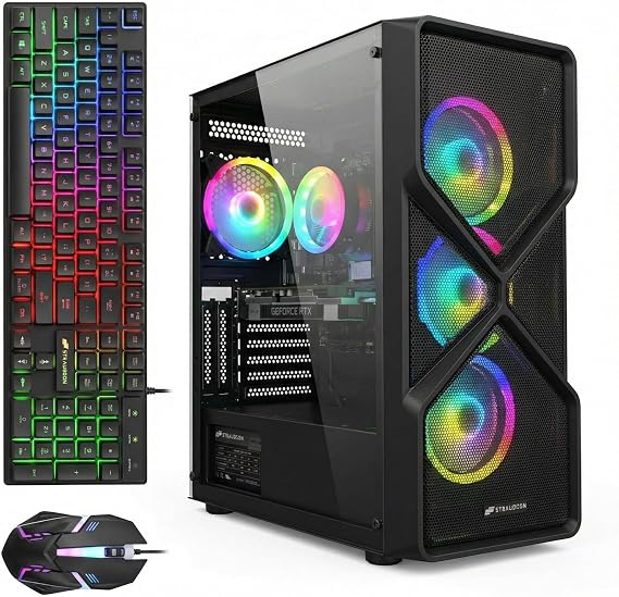 STGAubron Gaming PC Desktop,Core i5-9400F,RTX 2060 6G,16G DDR4,1TB SSD | Gaming Computer Tower for Streaming,Video Editing,Home,School,I5 up to 4.1GHz,ARGB Fan,WiFi 6,BT 5.2,4K DP,HDMI,Win11 Home